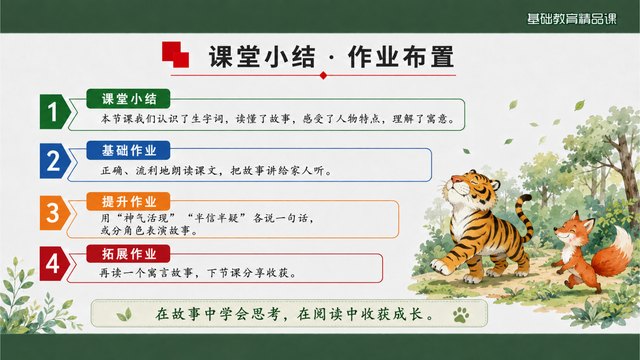 《狐假虎威》精品课课堂小结与作业迁移