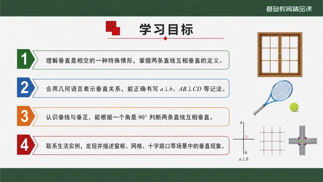 《两条直线垂直》精品课学习目标与课堂任务