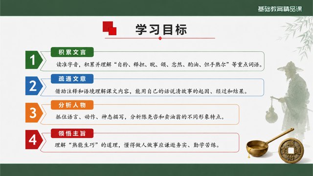 《卖油翁》精品课学习目标与课堂任务