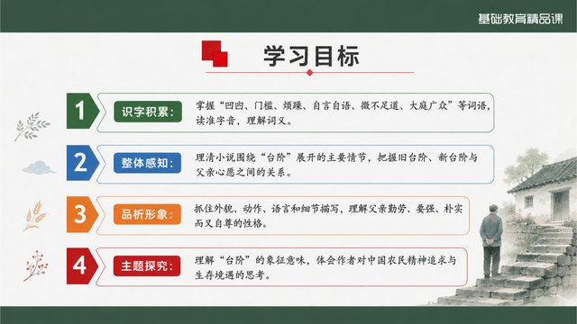 《台阶》精品课学习目标与课堂任务